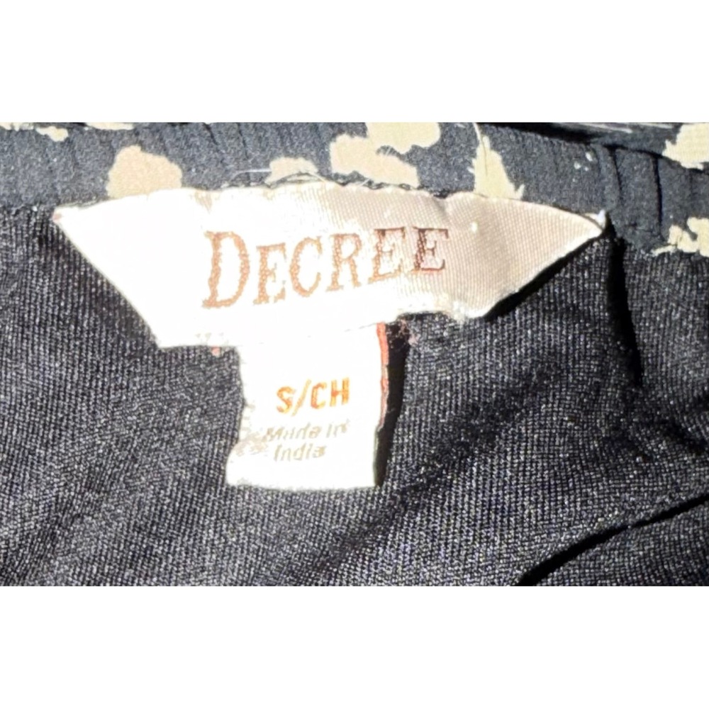 Decree Womens Small Black Cream Floral High Low Maxi Dress V-Neck Boho Tie Back - Picture 6 of 8